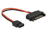 DeLock 0.1m, SATA 15P/Slim SATA 6P Ingebouwde 0.1m SATA Zwart, Rood