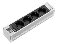 RITTAL DK PSM contactdoosmodule D Schuko 4-voudig zwart niet schakelbaar met overstroombeveiliging