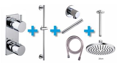 Mueller Slade Inbouw regendouche met glijstang, plafondarm, 20cm kop