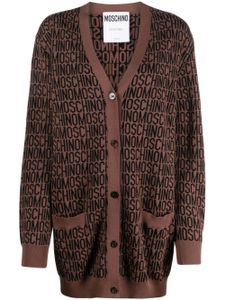 Moschino cardigan long en maille à logo intarsia - Marron