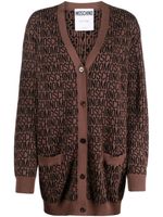 Moschino logo intarsia-pattern virgin wool cardi-coat - Marron