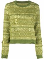 Maison Margiela pull en maille Fair Isle à effet usé - Vert