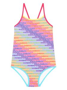 Dolce & Gabbana Kids maillot de bain à logo imprimé - Violet