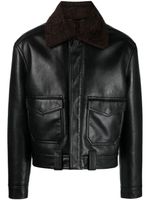 Nanushka spread-collar leather jacket - Noir