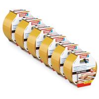 tesa Extra Sterke Tapijttape in een Verpakking van 6 – Dubbelzijdige Tape voor het Leggen van Tapijt en PVC-vloeren – Dubbelzijdig Klevend – 10 m x 50 mm