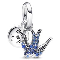 Pandora 792570C01 Hangbedel Sparkling Swallow and Quote zilver-kristal blauw