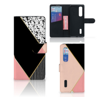 OPPO Find X2 Pro Book Case Zwart Roze Vormen - thumbnail