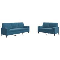 vidaXL 2-delige Loungeset met kussens en bolsters fluweel blauw