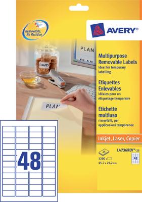 Etiket avery l4736rev-25 45.7 x 21.2 mm 1200 st