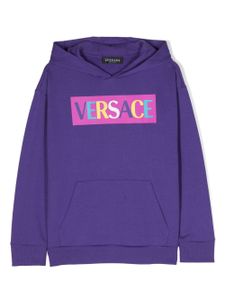 Versace Kids hoodie en coton à logo imprimé - Violet