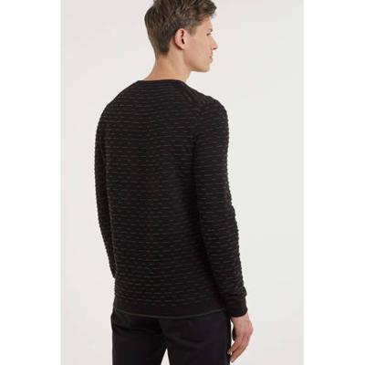 Cast Iron trui met all over print en textuur zwart/groen