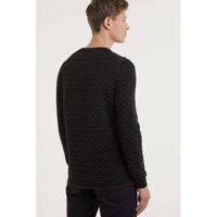 Cast Iron trui met all over print en textuur zwart/groen