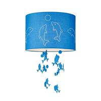 Home Sweet Home Moderne lampenkap Kids Dolphins | cilinder | 30/30/20cm | Blauw | stoffen lampenkap gemaakt van stof | voor E27 lamphouder | RoHS getest | voor hanglamp