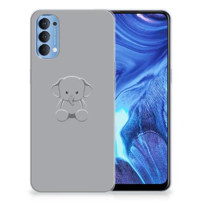 OPPP Reno 4 Telefoonhoesje met Naam Grijs Baby Olifant
