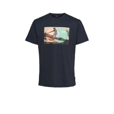 ONLY & SONS T-shirt van biologisch katoen donkerblauw