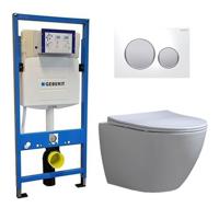Geberit UP 320 Toiletset – Inbouw WC Hangtoilet Wandcloset – Shorty Flatline Sigma-20 Wit Mat Chroom
