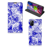 Mobiel BookCase Samsung Galaxy M51 Angel Skull Blauw - thumbnail