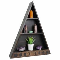 Houten Altaar Edelsteenkast Piramide Bruin Wash Maan fasen Indonesie 50x40x8 cm - thumbnail