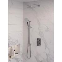 Regendoucheset 45 Inbouw Muur Brauer Chrome Edition 20cm Rond Glans Chroom 2 Greeps 3-weg met Thermostaatkraan Glijstang en Handdouche