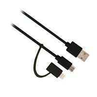 Ewent EW9909 USB-kabel 1 m 2.0 USB A Micro-USB B/Lightning Zwart