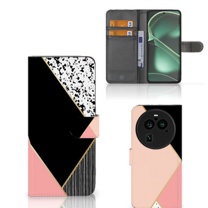 OPPO Find X6 Pro Book Case Zwart Roze Vormen