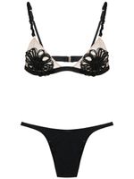 Amir Slama bikini à appliques fleurs - Noir