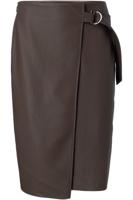 YAYA Rok Faux Leather Wrap Midi voor dames - Bruin - Maten: 34, 36 - Nieuwe collectie