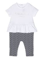 Balmain Kids barboteuse volantée à motif monogrammé - Blanc