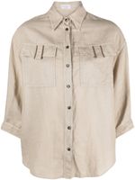 Brunello Cucinelli chemise en lin mélangé - Marron