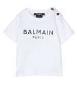 Balmain Kids t-shirt à logo imprimé - Blanc