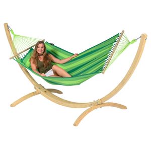 Hangmat met Standaard Eénpersoons 'Wood & Relax' Green - Groen - Tropilex ®