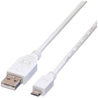 VALUE USB 2.0 Kabel, USB A Male - Micro USB B Male, wit, 0,8 m - thumbnail