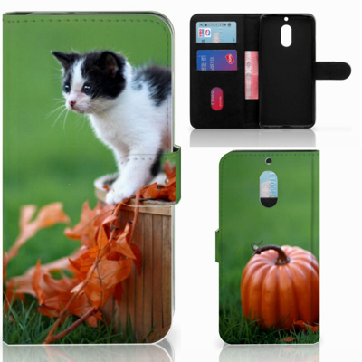 Nokia 6 Telefoonhoesje met Pasjes Kitten Nokia 6 Telefoonhoesje met Pasjes Kitten