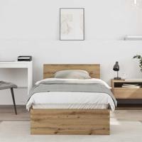 vidaXL Bedframe zonder Matras en Hoofdbord Ambachtelijk Eiken 90x200 cm