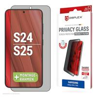 DISPLEX Privacy Full Cover Tempered Glass (10H) for Samsung Galaxy S24, Eco Mounting Frame, Privacy Filter, Tempered Glass, Scratch-Resistant Protective Film, Case-Friendly