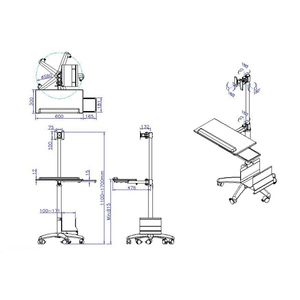 Value Mobiel zit/sta PC-werkstation Zilver (metallic)