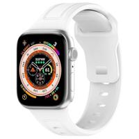 By Qubix - Square siliconen band - Wit - Compatible met Apple Watch 44mm / 45mm / 46mm / 49mm - Compatible Apple watch bandjes