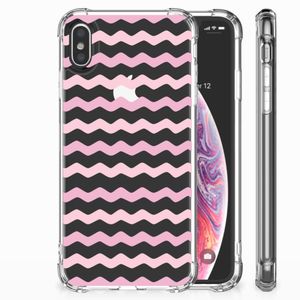 Apple iPhone Xs Max Doorzichtige Silicone Hoesje Waves Roze