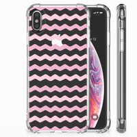 Apple iPhone Xs Max Doorzichtige Silicone Hoesje Waves Roze - thumbnail