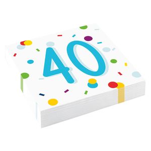 Feestservetten 40 Jaar Confetti (20st)