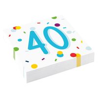 Feestservetten 40 Jaar Confetti (20st) - thumbnail