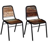 Eetkamerstoelen 2 st massief gerecycled hout - thumbnail