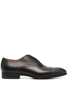 Santoni almond-toe lace-up leather shoes - Marron