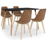 vidaXL 5-delige Eethoek bruin