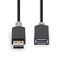 USB-Kabel - USB 3.2 Gen 1 - USB-A Male - USB-A Female - 5 Gbps - Verguld - 2.00 m - Rond - PVC - Antraciet - Doos