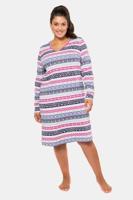 Ulla Popken Nachthemden, set van 2, V-hals, lange mouwen, zijsplitten - Grote Maten