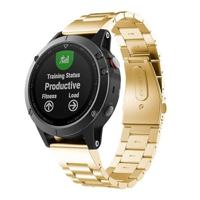 By Qubix - Stalen schakelband - Goud - Compatible met Garmin Fenix 8-51mm - Compatible Garmin bandje