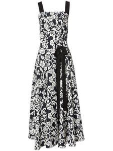 Carolina Herrera robe mi-longue sans manches à fleurs - Noir