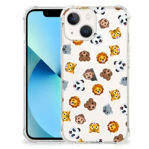 Doorzichtige Silicone Hoesje voor iPhone 13 mini Dieren Emojis