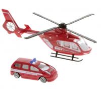 2 Play Duitse brandweer met helikopter 18 cm rood 2 delig